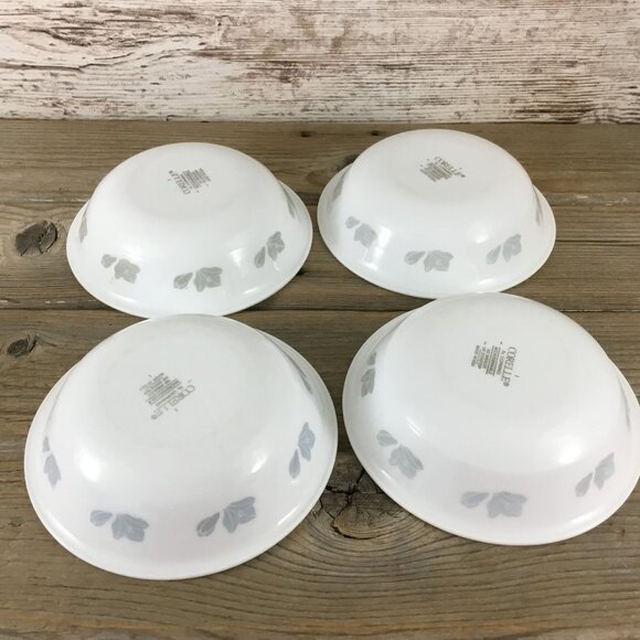 Set of 4 Corelle Friendship 10 Oz Dessert Bowls 5 3/4" White w/ Gray Flowers - Picture 8 of 16